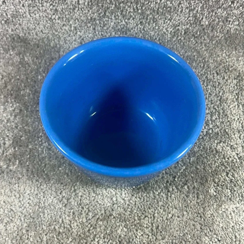 Oxford Ware Custard Cup Blue Ceramic Ramekin Bowl Made in USA 4.5